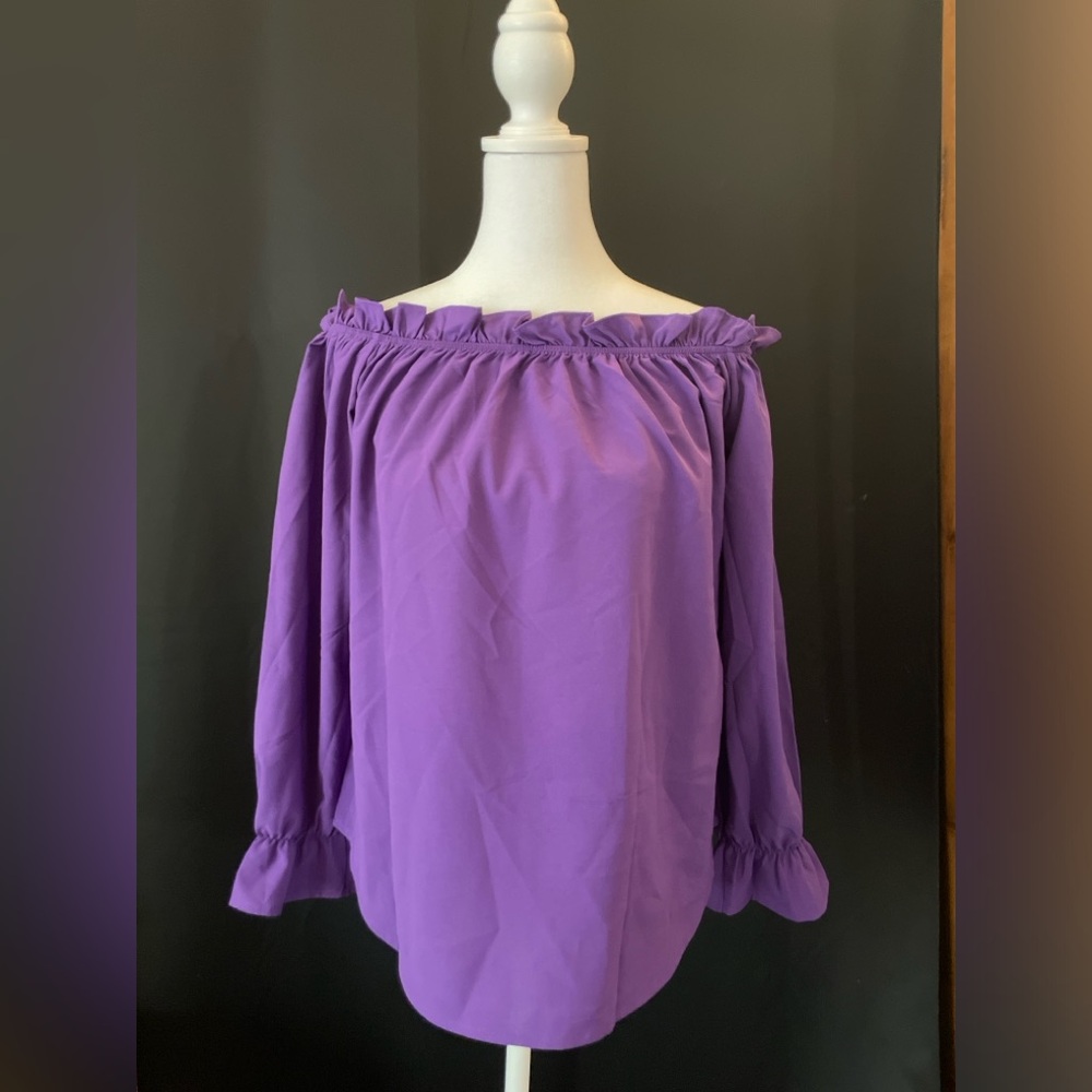 Liz Lange Renaissance Blouse Ruffle Top Off Shoulder Romantic Purple boho
